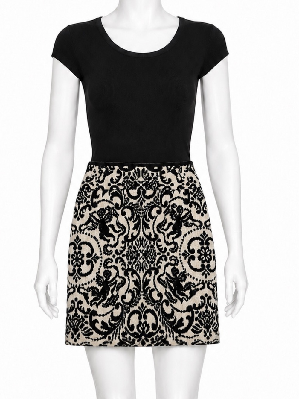 J. McLaughlin Black White Wool Mini Skirt Size 6